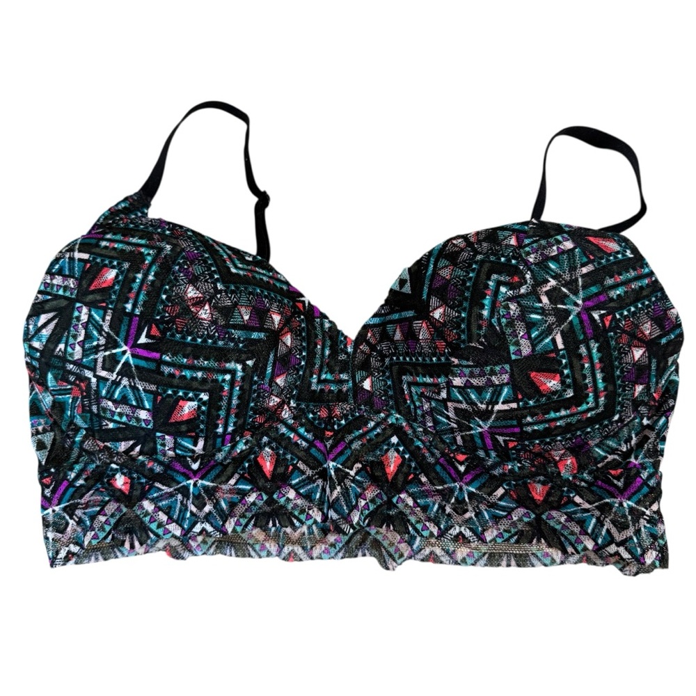 Victoria's Secret Pink Black/multi Lace Push Up Bralette Medium A-C RN 54867 - Picture 2 of 6